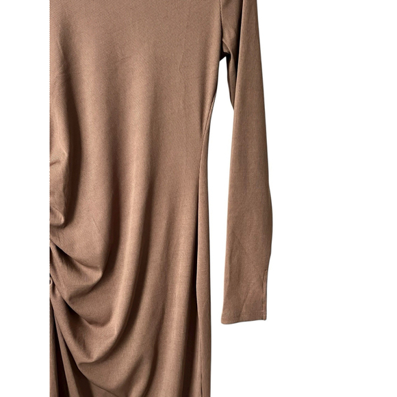 Cider Bodycon Dress Women's Size Medium Brown Ribbed Midi - Picture 5 of 11